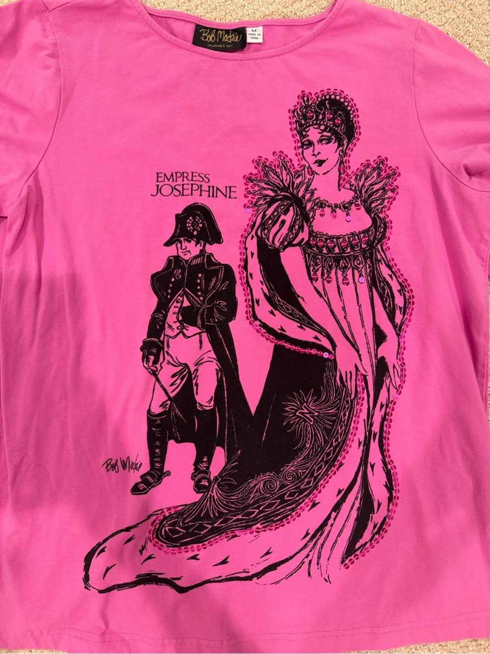 Bob Mackie Pink Graphic 'Empress Josephine' Long Sleeve Tee